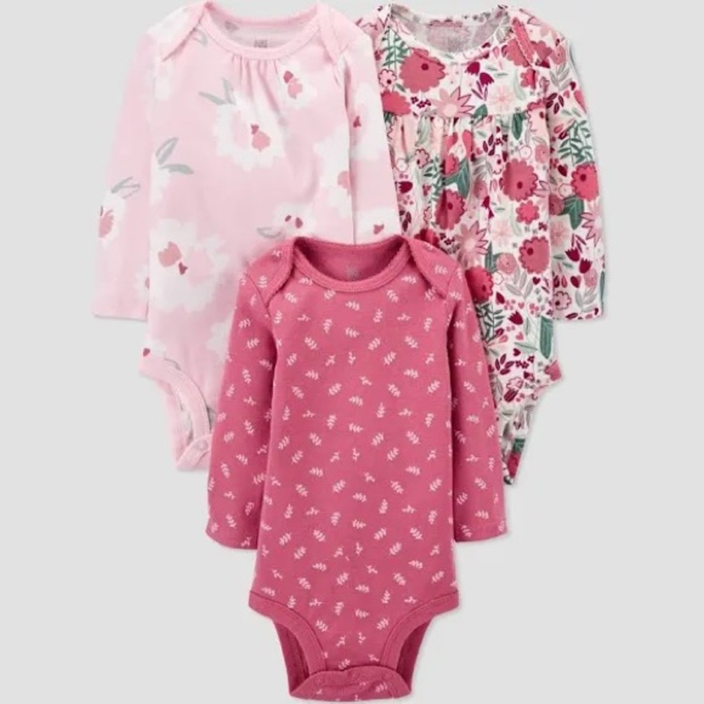 Baby girl’s Carter’s Long Sleeve Onesies, Pink set of 3